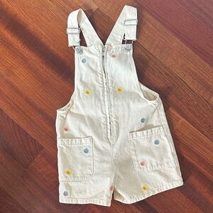 Zara Cream Overalls with Colorful Embroidery